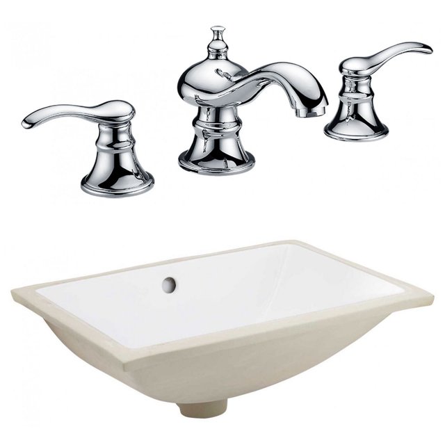 20.75-in. W CSA Rectangle Bathroom Undermount Sink Set In White - Chrome Hardware AI-23095