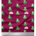 thumbnail image 1 of Soimoi Poly Georgette Fabric Lotus & Frog Kids Print Fabric by Yard 52 Inch Wide, 1 of 3