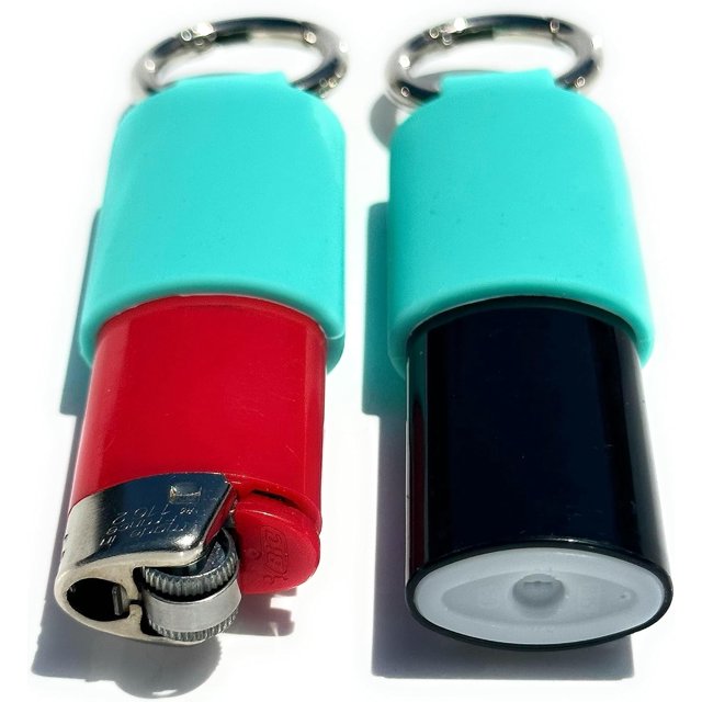 Keychain Lighter Holders | 2 Pack | 16 Colors | Lighters Not Included | Lighter Sleeve, Case, Holder Keychains for BIC J6 Lighters (Sky Blue)