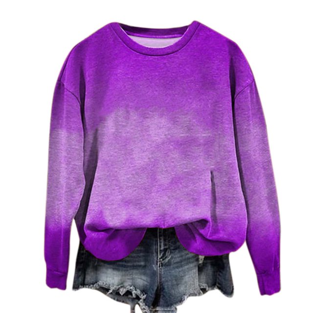 Pisexur Chandail en Molleton pour Femmes Dégradé Col Rond Chandail en Molleton Ample Surdimensionné Automne Mode Décontracté Chandail-Over Manches Longues pour Femmes