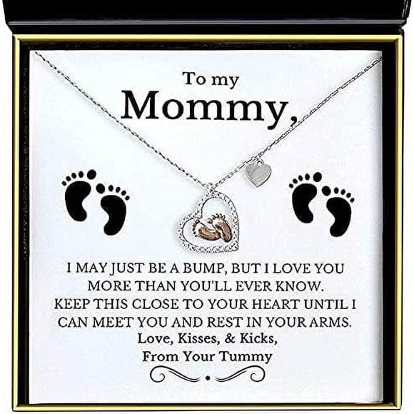 ORUYROP Aphrodite’s To My Mommy, Baby Feet Pendant Necklace for Women, Gifts for Mom from Son Daughter, New Mom Gifts, Pregnancy Announcements, Baby Shower Gifts, Mom Birthday Gifts, Gifts f