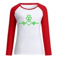 thumbnail image 4 of CEHVOM Women's Spring Patchwork St. Patrick's Day Printed Long Sleeves Round Neck Casual Tee Tops, 4 of 4