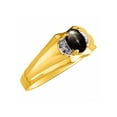 thumbnail image 3 of RYLOS Mens Rings 14K Yellow Gold Classic Design 7X5MM Oval Gemstone & Diamond  Black Star Sapphire March Birthstone Ring Size 8, 3 of 7