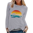 thumbnail image 1 of CEHVOM Mode Femmes Printemps Imprimé Manches Longues Col Rond Casual Tee Tops Dégagement, 1 of 5