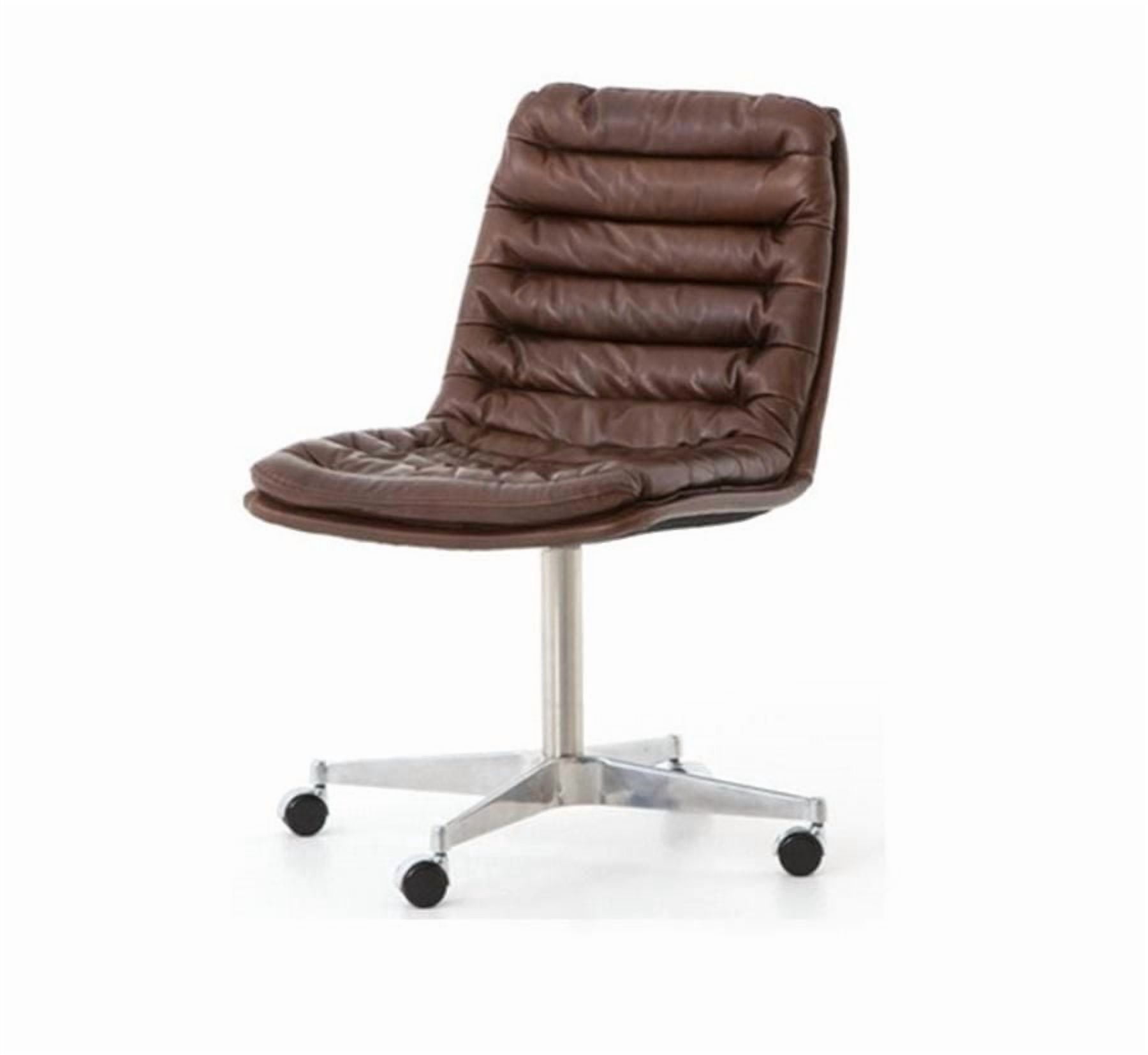 Chaise de bureau Plata Import Ronin en marron, chaise de bureau en PU, chaise de bureau en mousse marron, chaise de bureau à dossier complet, chaise de bureau marron, chaise de bureau sans accoudoirs,