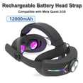 thumbnail image 1 of 12000mah Rechargeable Battery Head Strap Compatible with Meta Quest 3/3S Headband VR Accessory With RGB Light-Black, 1 of 7