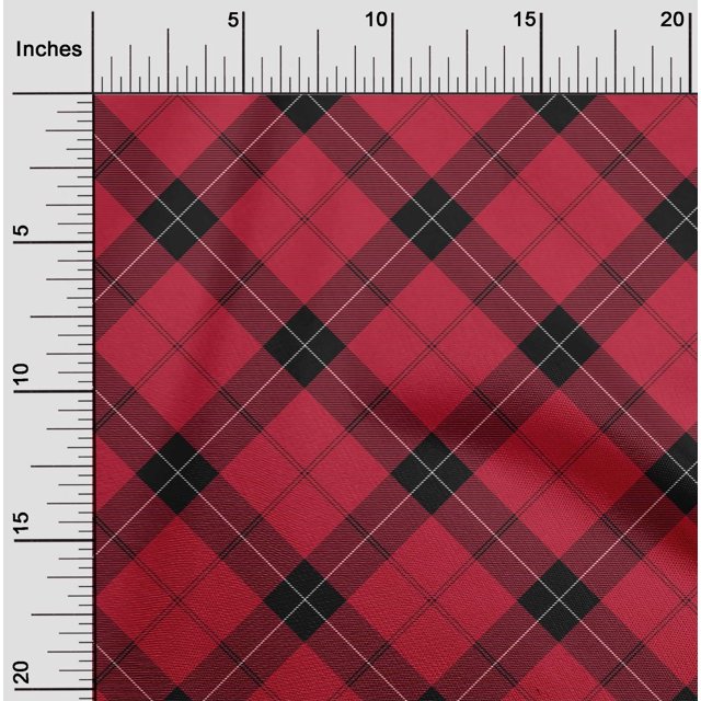 oneOone Georgette Viscose Fabric Tartan Check Print Sewing Fabric BTY 42 Inch Wide