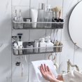 thumbnail image 4 of Shower Caddy Wall-mounted Shower Shelf Multifunctional Waterproof Shower Organizer with Towel Bar Hooks No Drilling Shower Storage Rack Bathroom Accessories for Bath Kitchen, 4 of 9