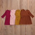 thumbnail image 2 of Baby Girls Ribbed Knitted Dress Solid Three Quarter Sleeve Princess Clothes, 2 of 3