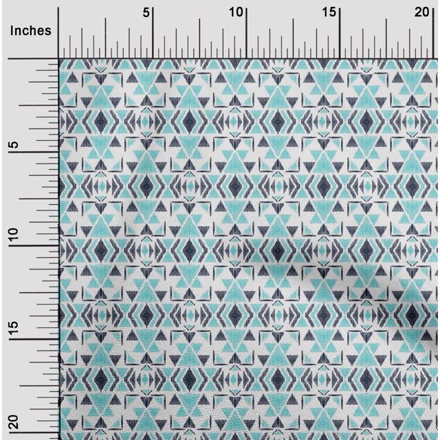 oneOone Georgette Viscose Fabric Triangle Ikat Print Fabric By The Yard 42 Inch Wide