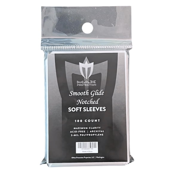 Max Protection Notched Penny Sleeves - 100ct Packs - Easy Glide Notched Card Holders- Premium, Acid-Free & Archival Safe Protection for Trading/Sports/Collectible Cards (10000 Sleeves)
