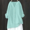 thumbnail image 2 of AherBiu Plus Size Womens Button down Shirt Long Sleeve Casual Oversized Shirt Cotton Linen Loose Collared Tops, 2 of 3