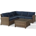 thumbnail image 1 of Afuera Living Modern 4 Piece Wicker Patio Sectional Set in Brown and Navy, 1 of 10
