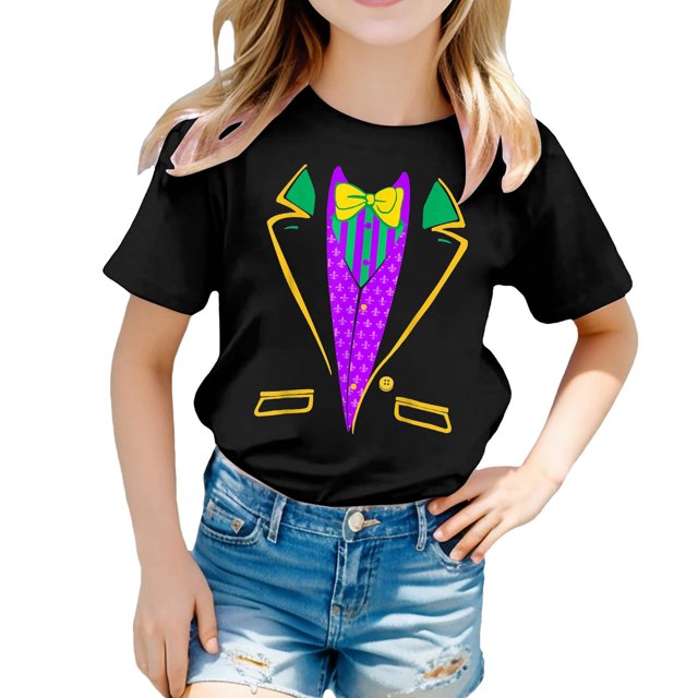 AJIWYH Chemises d'Uniforme à Manches Courtes pour Filles, T-Shirt Décontracté Imprimé à Col Rond à Manches Courtes pour Filles T-Shirt Chemise Décontractée, Chemise Rouge pour Filles de 12-13 Ans, Noir