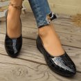 thumbnail image 4 of Flat for Womens Slip on Almond Toe Stone Embossing Micro Wedge Soft Sole Spring Summer Casual Shoes Black, 4 of 9