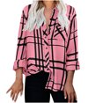 thumbnail image 1 of IROINID Reduced Womens Plus Size Tops Lounge Lapel Top Loose Buttoned Long Sleeve Plaid Print Blouse,Pink, 1 of 8