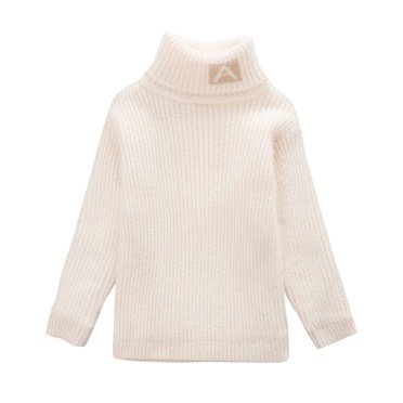 Baby Boy Fall Sweater Fall Winter Medium and Large Boys Girls High Collar Pullover Sweater New Toddler Kids Christmas Sweater Knit Pullover Tops White 2-3T