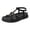 Noir, variante sur Sandales Plates à Brides pour Femmes en Similicuir à Bout Ouvert, Mules avec Bride de Cheville Ajustable, Amorties, Légères, à Enfiler, Chaussures d'Été Noires Taille 8,5