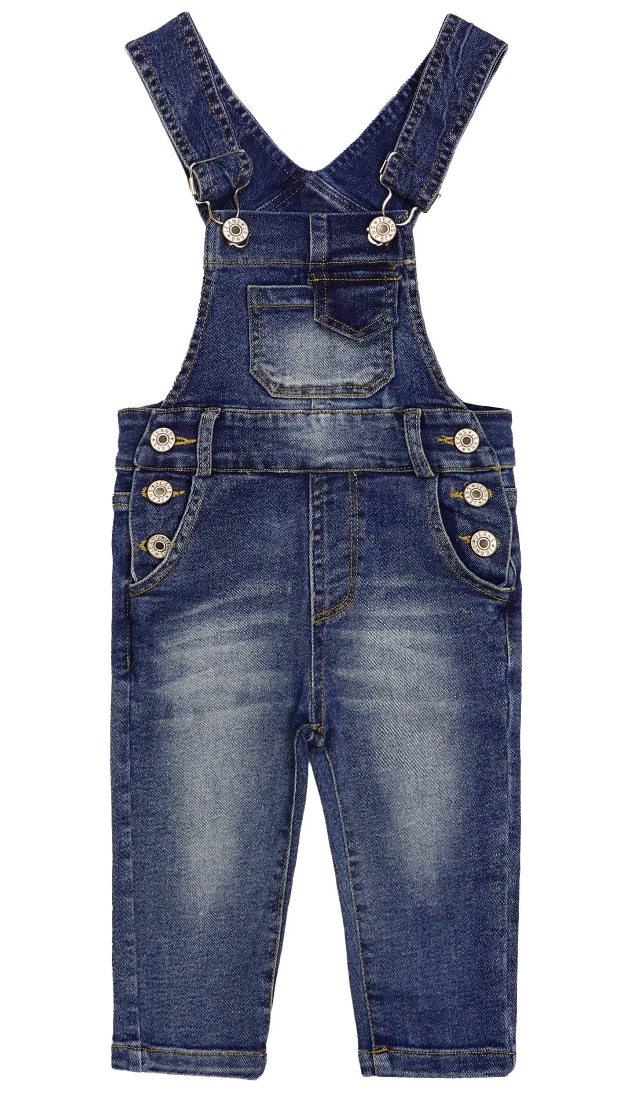 KIDSCOOL SPACE Boy Girl Overall,Stretchy Slim Adjustable Jean Jumpsuit,Blue,3-4 Years