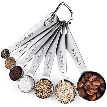 Measuring Spoons: U-Taste 18/8 Stainless Steel Measuring Spoons Set of 7 Piece: 1/8 tsp, 1/4 tsp, 1/2 tsp, 3/4 tsp, 1 tsp, 1/2 tbsp & 1 tbsp Dry and Liquid Ingredients