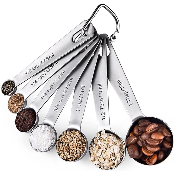 Measuring Spoons: U-Taste 18/8 Stainless Steel Measuring Spoons Set of 7 Piece: 1/8 tsp, 1/4 tsp, 1/2 tsp, 3/4 tsp, 1 tsp, 1/2 tbsp & 1 tbsp Dry and Liquid Ingredients