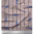 thumbnail image 1 of Soimoi Black polyester Crepe Fabric Stripe Feather Print Sewing Fabric Yard 52 Inch Wide, 1 of 3