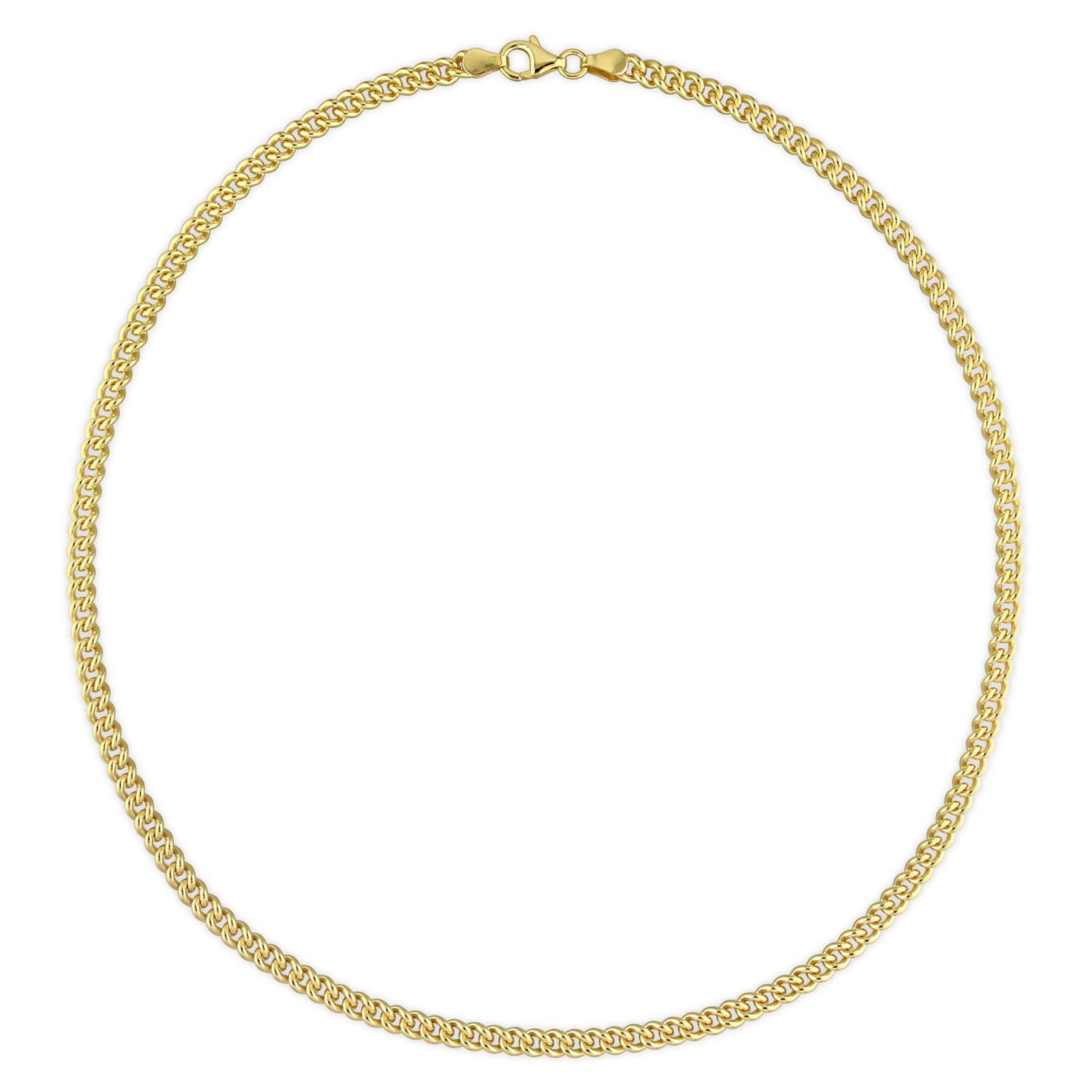 Collier en chaîne à maille plate de Miabella en argent sterling plaqué or jaune 18K