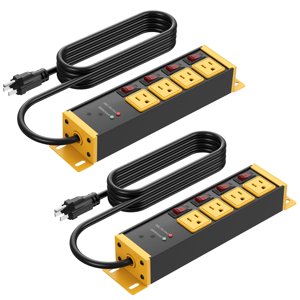 CCCEI 2PCS Heavy Duty Power Strip Surge Protector 20 AMP Individual Switches. 12 Gauge Extension Cord with Multiple Outlets. Garage, Shop, Industrial