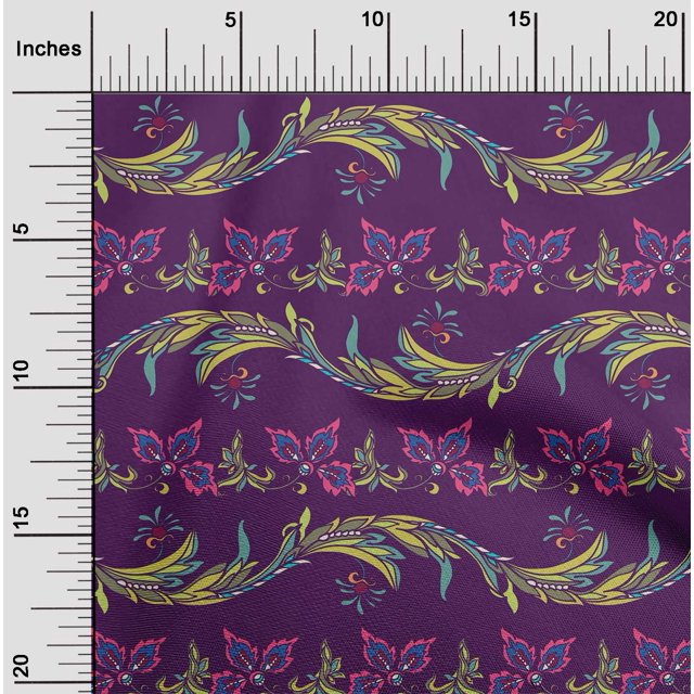 oneOone Silk Tabby Fabric Leaves & Floral Artistic Print Sewing Fabric BTY 42 Inch Wide