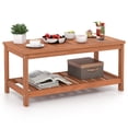 thumbnail image 3 of Patiojoy Table Basse de Patio en Bois Dur à 2 Niveaux Table Basse en Bois avec Plateau à Lattes et Tablette de Rangement Table de Cocktail Rectangulaire pour l'Extérieur, 3 of 8