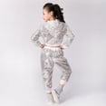thumbnail image 3 of Sunnyoo Girls Shiny Sequins Outfits Long Sleeve Tops Pants Performance Party Dance S 2 Piece Clothes Set, 3 of 7