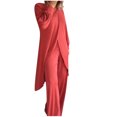 thumbnail image 2 of Birdeem Blouses pour Femmes Mode Femme Col Rond Uni Manches Longues Blouse Pantalon Long Taille Élastique Ensembles de Détente, 2 of 12