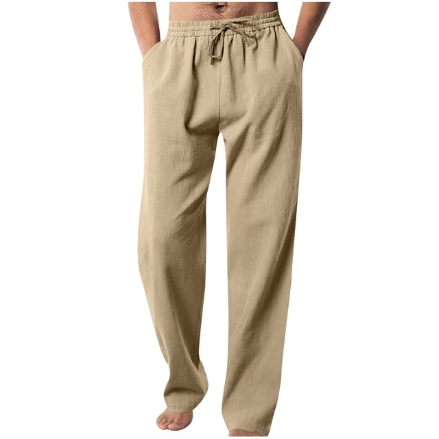 FAIWAD Mens Joggers Pants Summer Drawstring Straight Wide Leg Pants Loose Casual Elastic Waist Sweatpant