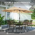 thumbnail image 4 of Outsunny 15ft Double-sided Patio Umbrella Outdoor Parasol w/ Base, Khaki, 4 of 10