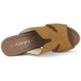 thumbnail image 4 of BLISSFUL STEP Women's Faux Suede Platform High Block Heel Slides Sandals, 4 of 6