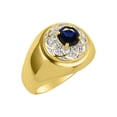 thumbnail image 3 of RYLOS Men's Rings Yellow Gold Plated Silver Designer Gypsy 7MM Round Gemstone & Diamond Ring Sapphire September  Size 12, 3 of 6