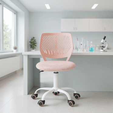 Homy Casa Chaise de Bureau Pivotante Réglable Rose, Tabouret de Travail en Tissu avec Roulettes pour Salle d'Étude et Bureau à Domicile