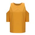 thumbnail image 5 of Liquidation! Hauts Grande Taille pour Femmes, Blouse à Manches Courtes d'Été pour Femmes, Mode Féminine Manches Courtes Col Rond Ample Épaules Dénudées Blouse, 5 of 5