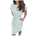 thumbnail image 1 of EGNMCR Robes d'Été Femmes Tendance 2024 Femmes Décontracté Col Rond Bretelles Manches Courtes Rayé Imprimé Robe Ample, 1 of 5