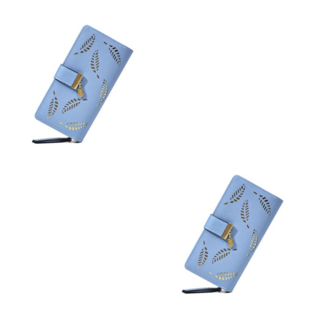 Decodeary Convenient And Stylish Women Wallet Practical PU Leather Wallet With Unique blue 2Set