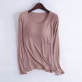 thumbnail image 1 of RKSTN Pyjama pour Femmes Mode Couleur Unie Col Ras du Cou Léger avec Soutien-Gorge Rembourré Intégré Manches Longues Tenue de Nuit Confortable Automne Mode Hiver Décontracté une Pièce Haut de Nuit, 1 of 3