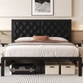 thumbnail image 1 of Homall Queen Size Bed Frame with Headboard PU Leather Upholstered Bed Frame Platform,All Metal Slats Support Platform Bed Frame with Storage Space,Easy Assembly,Noise Free,No Box Spring Needed,Black, 1 of 7