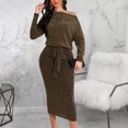 thumbnail image 2 of Pompotops Mode Décontractée Robe Pull à Manches Longues Col en V Sexy Épaules Dénudées pour Femmes, 2 of 6