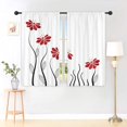 thumbnail image 2 of ORUYROP Rideaux de Cuisine à Fleurs Rouges 55 x 39 Pouces Pétales Floraux Poche pour Tringle Lignes de Feuilles Géométrique Moderne Femme Fille Blanc Noir Imprimé Salon Chambre Rideaux de Fenêtre Traitement Tissu 2 Pa, 2 of 5
