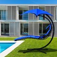 thumbnail image 3 of Costway Hanging Swing Chair Hammock Chair w/ Pillow Canopy Stand Navy, 3 of 10