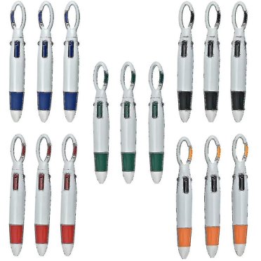 15 Pcs Abs Ballpoint Pens 5 Colors Retractable Pen With 4 Refills Multi Color Pen With Key