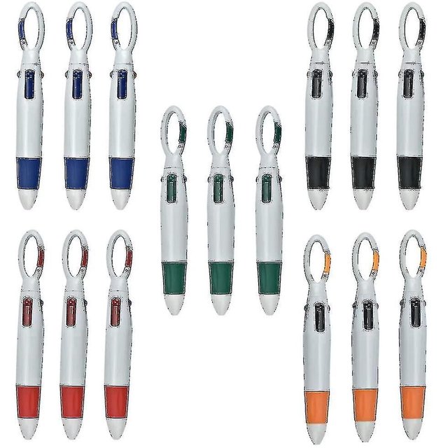15 Pcs Abs Ballpoint Pens 5 Colors Retractable Pen With 4 Refills Multi Color Pen With Key