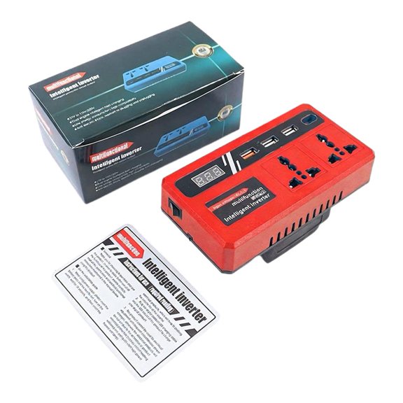 Agiufgs Onduleur de Voiture 150W, Prise CA 220V et 3 Ports USB, Station de Recharge Portable pour Voyages sur la Route et Pannes de Courant