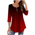 thumbnail image 1 of Birdeem Blouse for Women Womens Round Neck 3/4 Sleeve Button Up Top, 1 of 9