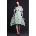 thumbnail image 3 of Bimba Green Bird Printed Womens Ruffle Front Cold Shoulder Swing Shift Dress - X-Small, 3 of 6